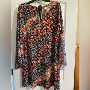 Floral Black and Orange Women's Dress
